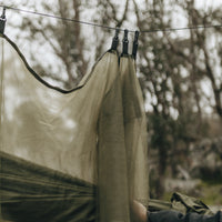 Alton Goods Ultralight Hammock Bug Net hooks attached to rope