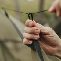 Close up of attached clip on Alton Goods Ultralight Hammock Bug Net