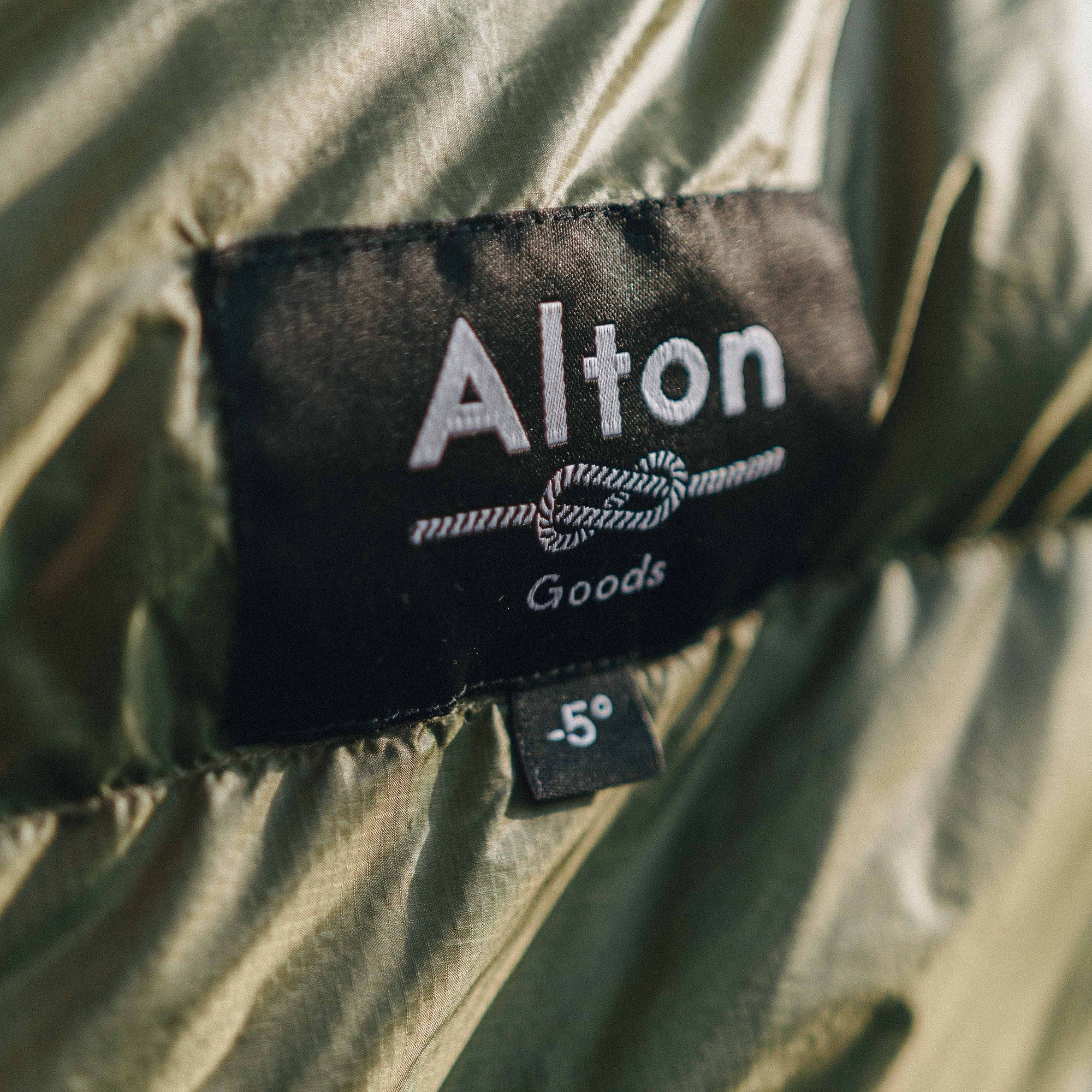 Close up of Alton Goods logo