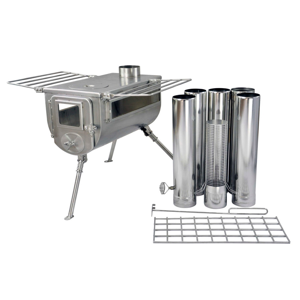 Disassembled Winnerwell Woodlander Double View 1G Large Camping Stove