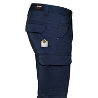 KingGee Tradies Utility Cargo Pants Side View. Colour: Navy. Ruler in side pocket.