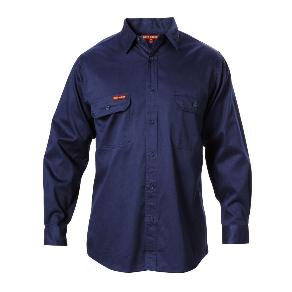 Hard Yakka Cotton Drill Long Sleeve Shirt Navy