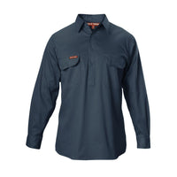 Hard Yakka Cotton Drill Closed Front Long Sleeve Work Shirt Green