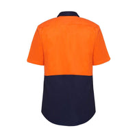 Hard Yakka Men's Short Sleeve Hi Vis 2 Tone Shirt Orange Navy Back