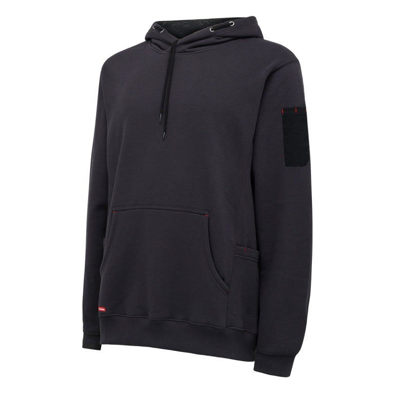 Front angle view of Hard Yakka Brushed Fleece Work Hoodie in Charcoal