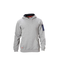 Front view of Hard Yakka Brushed Fleece Work Hoodie in Grey Marle