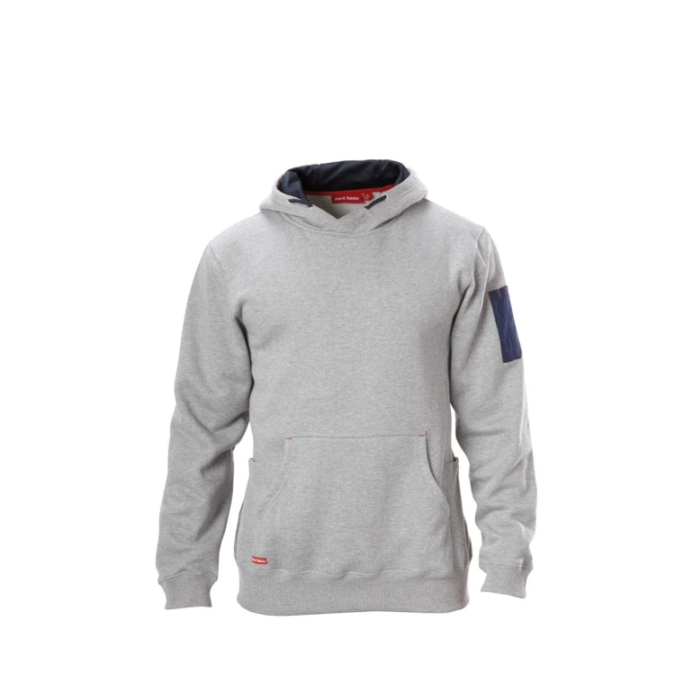 Front view of Hard Yakka Brushed Fleece Work Hoodie in Grey Marle
