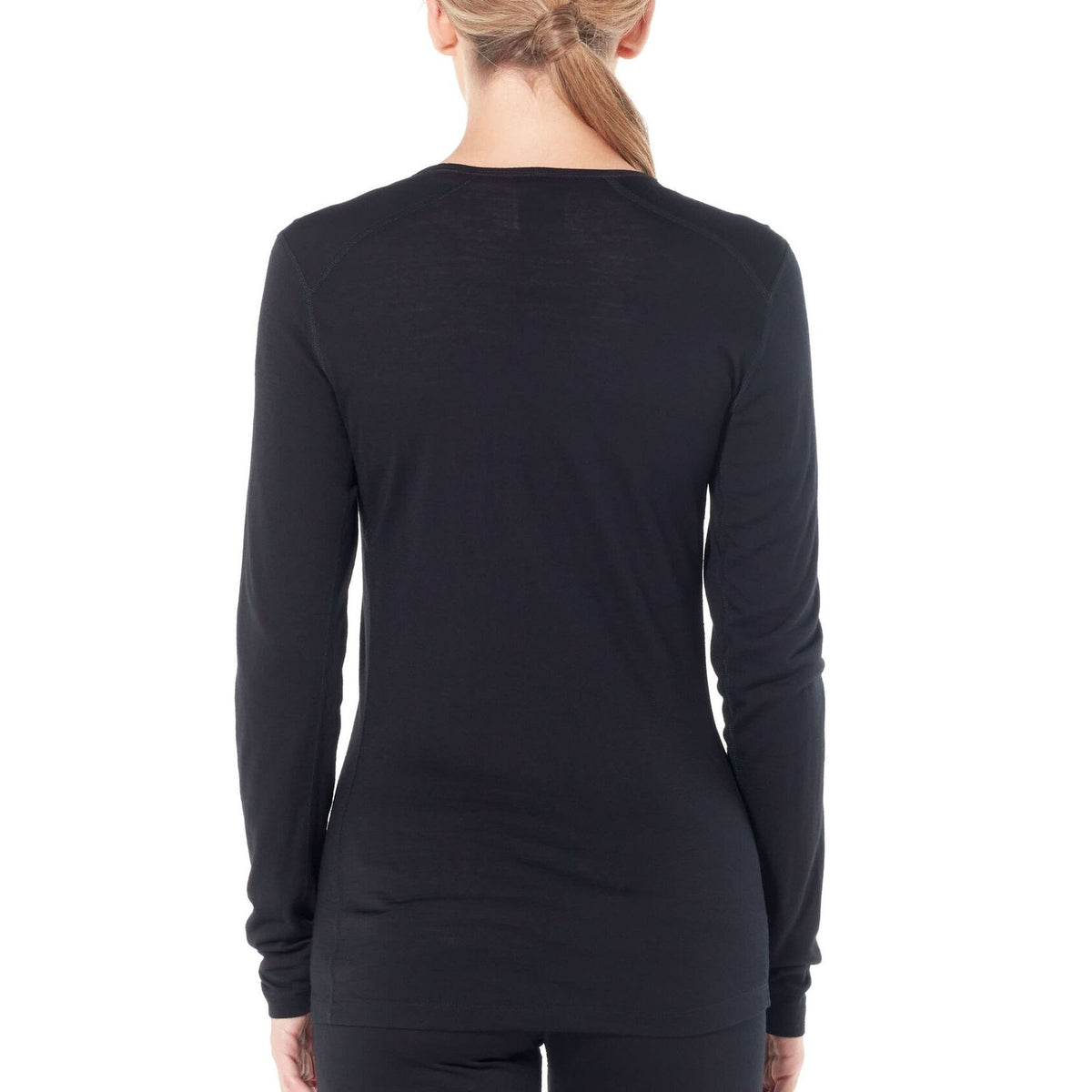 Back of Icebreaker Women's 200 Oasis Long Sleeve Scoop Neck in Black