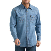 Wrangler® Mens Classic Fit Denim Shirt (Light Wash)
