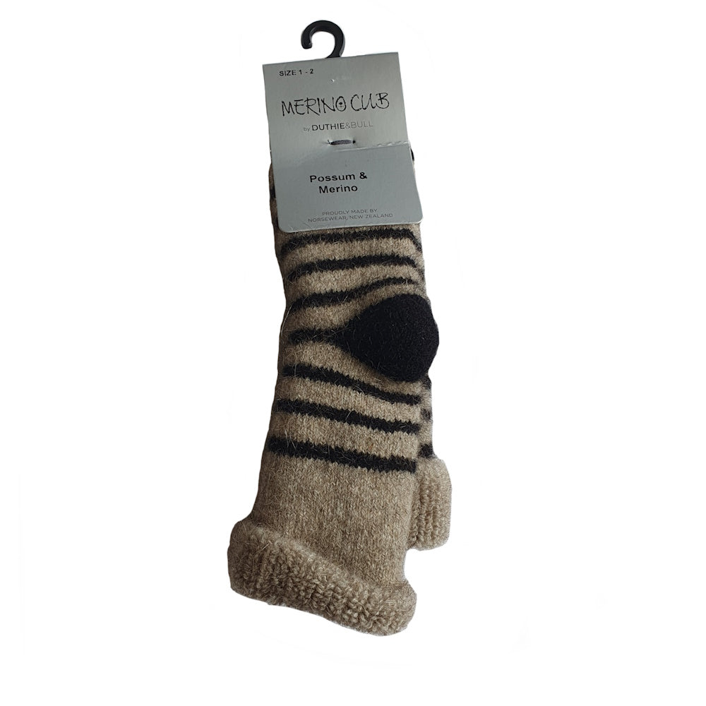 Duthie And Bull Baby Possum Stripe Socks in Wheat