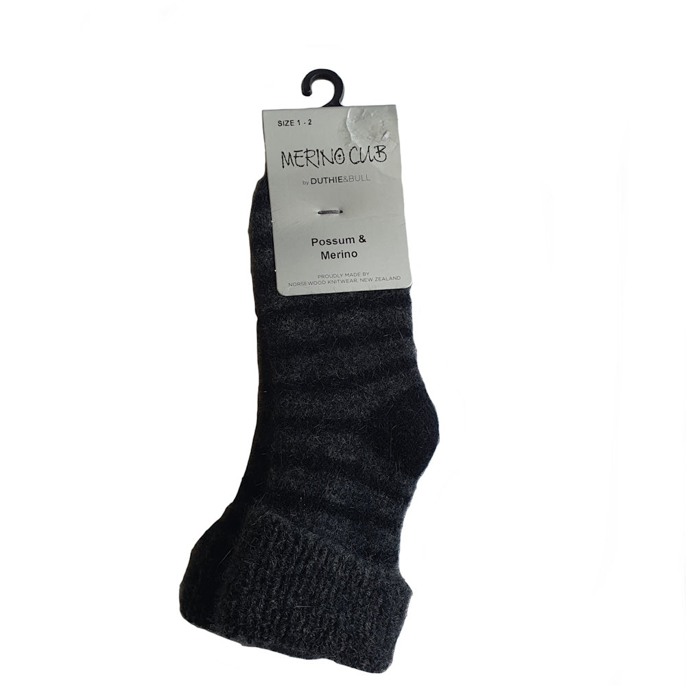Duthie And Bull Baby Possum Stripe Socks in Charcoal