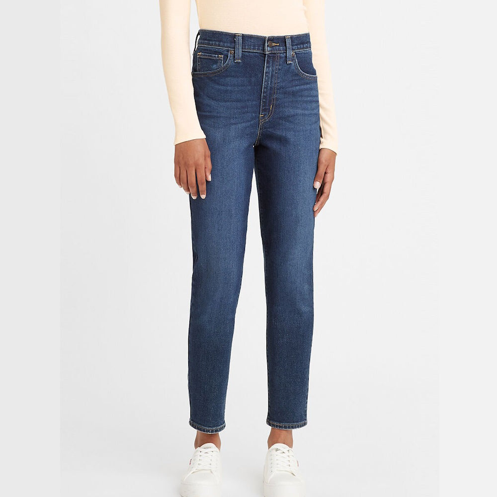 Front view of Levi's High Waisted Mom Jeans in Winter Cloud