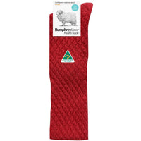 Humphrey Law Fine Merino Quilted Over The Knee Health Socks in Red