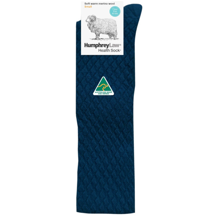 Humphrey Law Fine Merino Quilted Over The Knee Health Socks in JNR Navy