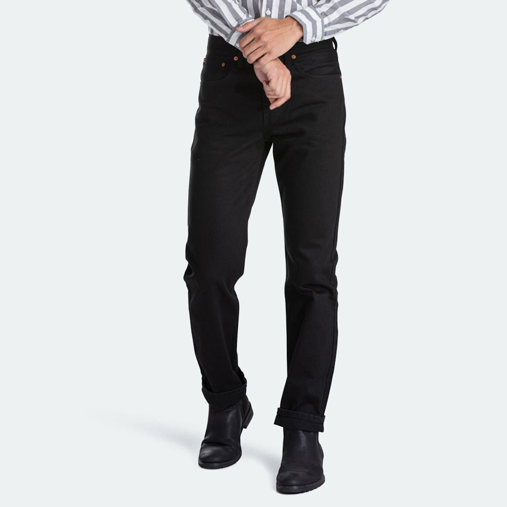 Front view of Levi's 516 Men's Straight Fit Jeans in Black Rinse