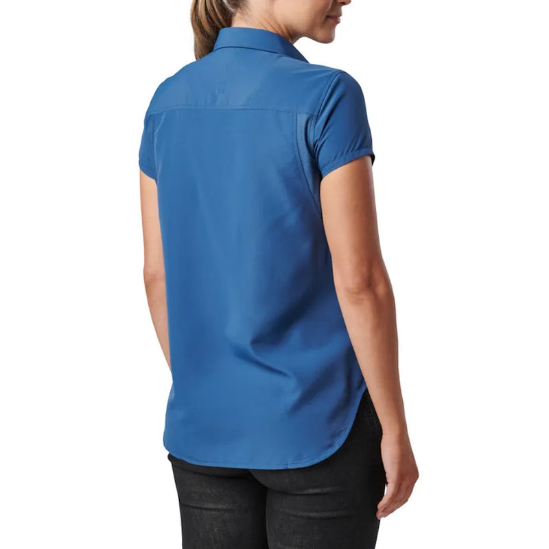 Back of 5.11® Womens Marksman Short Sleeve Shirt in Ensign Blue