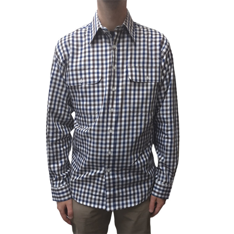 Bisley Mens Long Sleeve Twill Check Shirt (Brown)