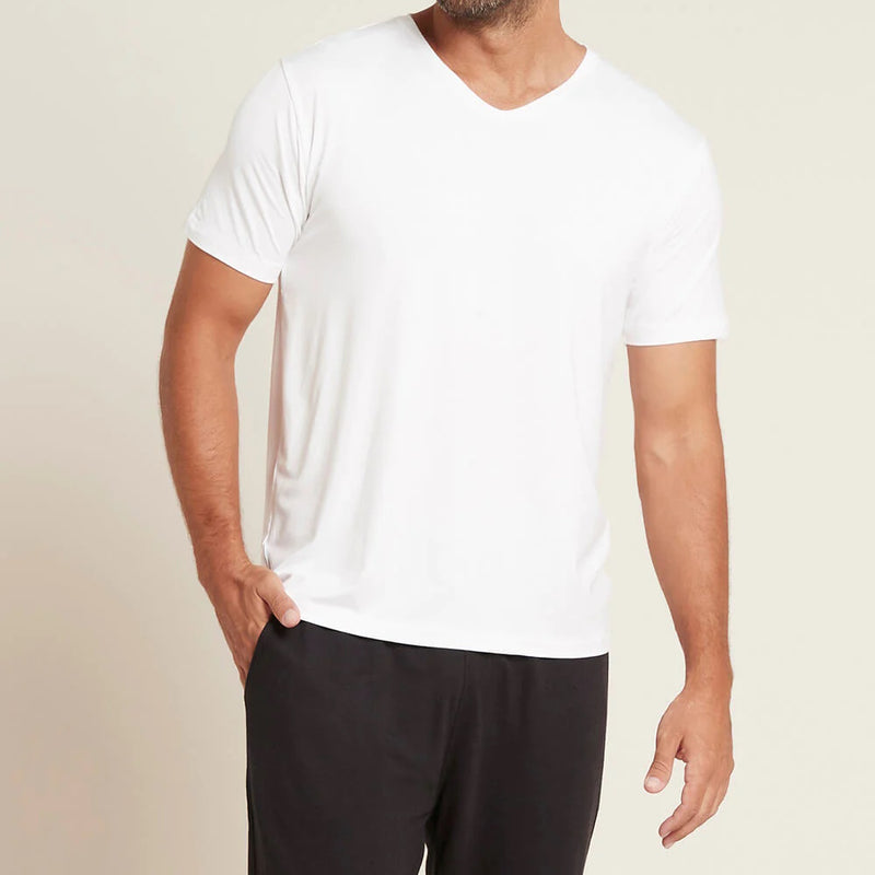 Front of Boody Mens V Neck Tee in White