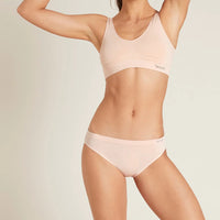 Front of Boody Padded Shaper Crop Bra in nude