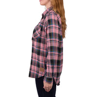 Side view of Dux-Bak Women's Deena Thermal Long Sleeve Shirt being worn by model