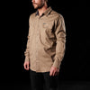 Model wearing Khaki FXD LSH-1 Men's Long Sleeve Work Shirt