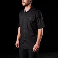 Model wearing Black FXD SSH-1 Men's Short Sleeve Stretch Work Shirt