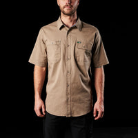 Front of Khaki FXD SSH-1 Men's Short Sleeve Stretch Work Shirt