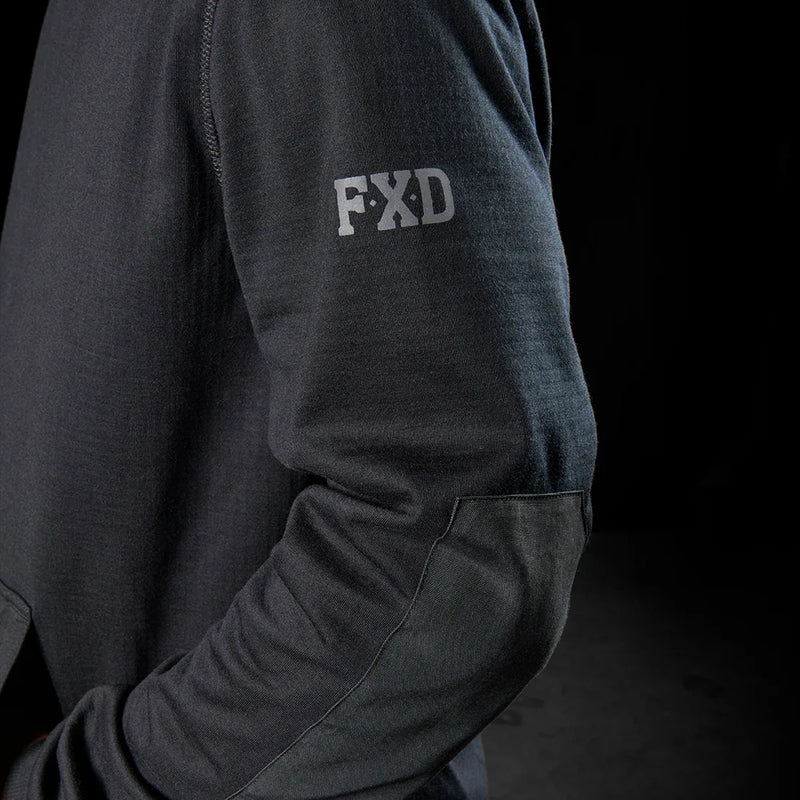 Close up of arm on FXD WF-1 Men's Bonded Membrane Fleece Black Hoodie