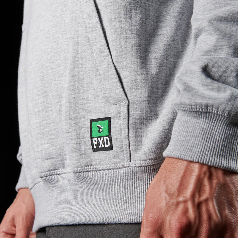 Close up of waist on grey FXD WF-1 Men's Bonded Membrane Fleece Hoodie