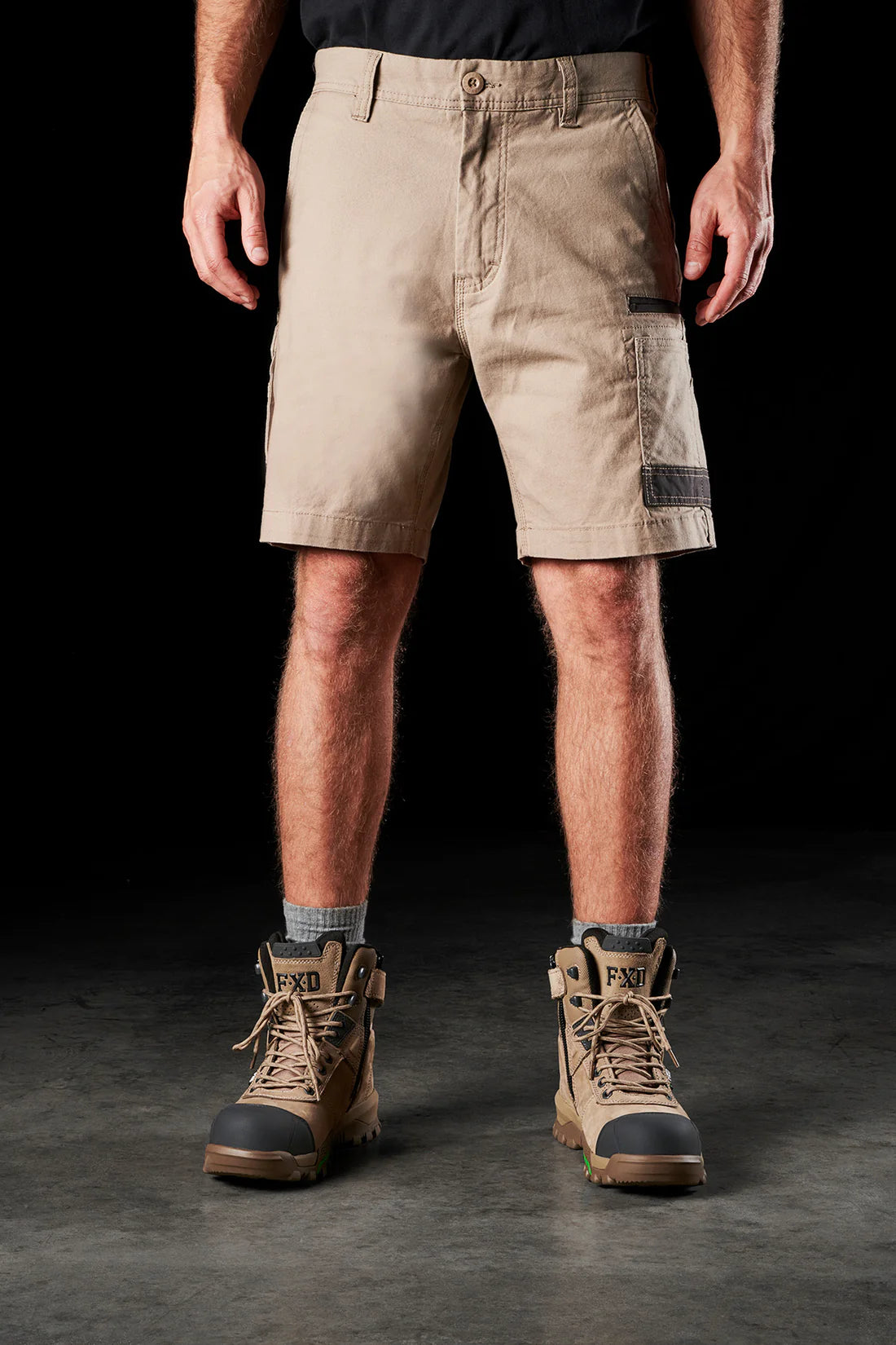 Front of Khaki FXD WS-3 Men's Stretch Work Shorts