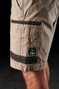 Side pocket of FXD WS-3 Men's Stretch Work Shorts in Khaki