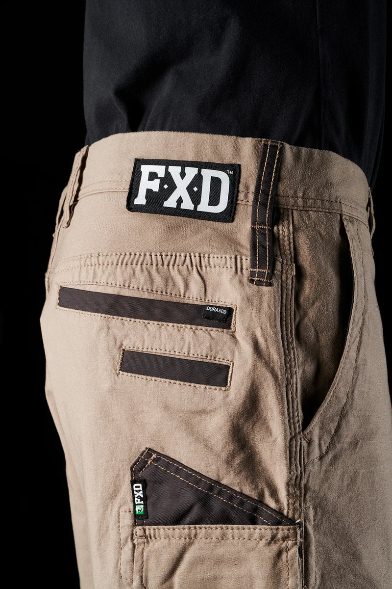 Close up of Side on Khaki FXD WS-3 Men's Stretch Work Shorts