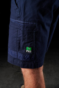 Close up of side pocket on Navy FXD WS-3 Men's Stretch Work Shorts