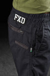 Close up of waist on Black FXD WS-4 Men's Repreve Stretch Ripstop Work Shorts