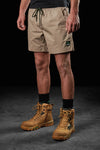 Model wearing Khaki FXD WS-4 Men's Repreve Stretch Ripstop Work Shorts