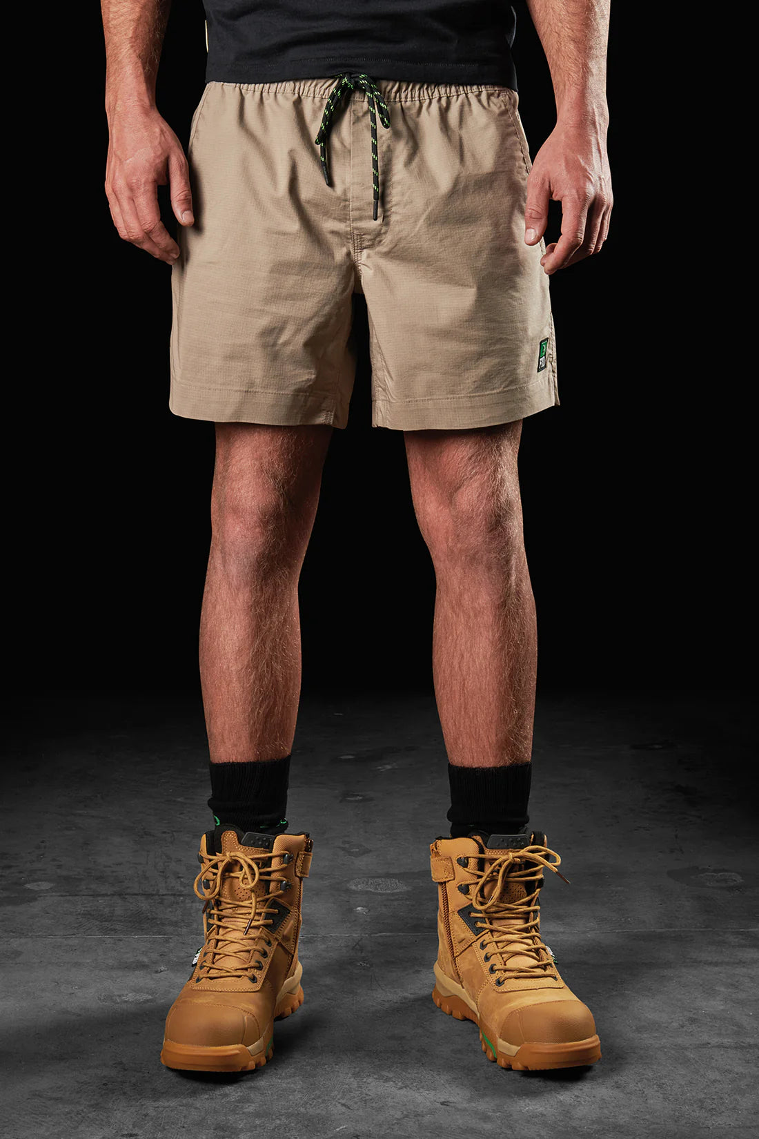 Front of Khaki FXD WS-4 Men's Repreve Stretch Ripstop Work Shorts