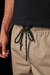 Close up of drawstring cord on Khaki FXD WS-4 Men's Repreve Stretch Ripstop Work Shorts