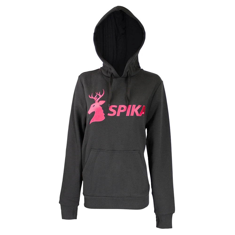 Front of Spika Womens GO Classic Hoodie in Black/Pink
