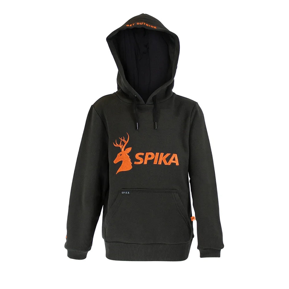 Front of Spika Kids GO Hoodie in Black/Orange