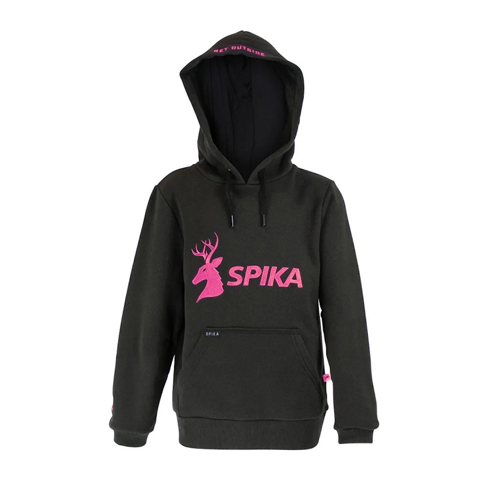 Front of Spika Kids GO Hoodie in Black/Pink