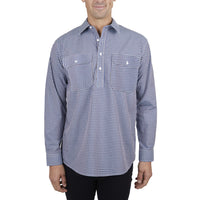 Front of Hard Slog Mens Bobbie Half Placket Long Sleeve Shirt