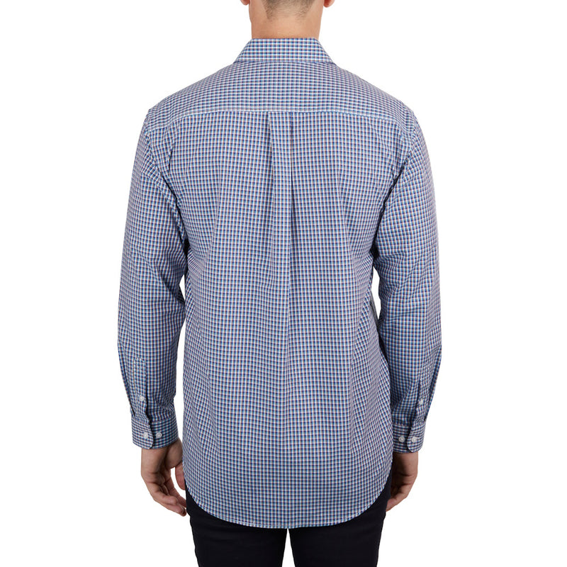 Back of Hard Slog Mens Bobbie Half Placket Long Sleeve Shirt