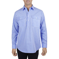 Front of Hard Slog Mens Ron Half Placket Long Sleeve Shirt