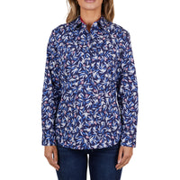 Front of Hard Slog Womens Mindy Half Placket Long Sleeve Shirt