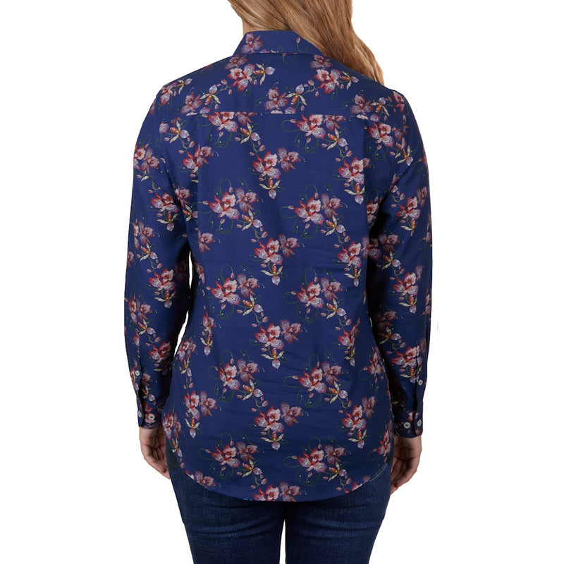 Back of Hard Slog Womens Belle Full Placket Long Sleeve Shirt