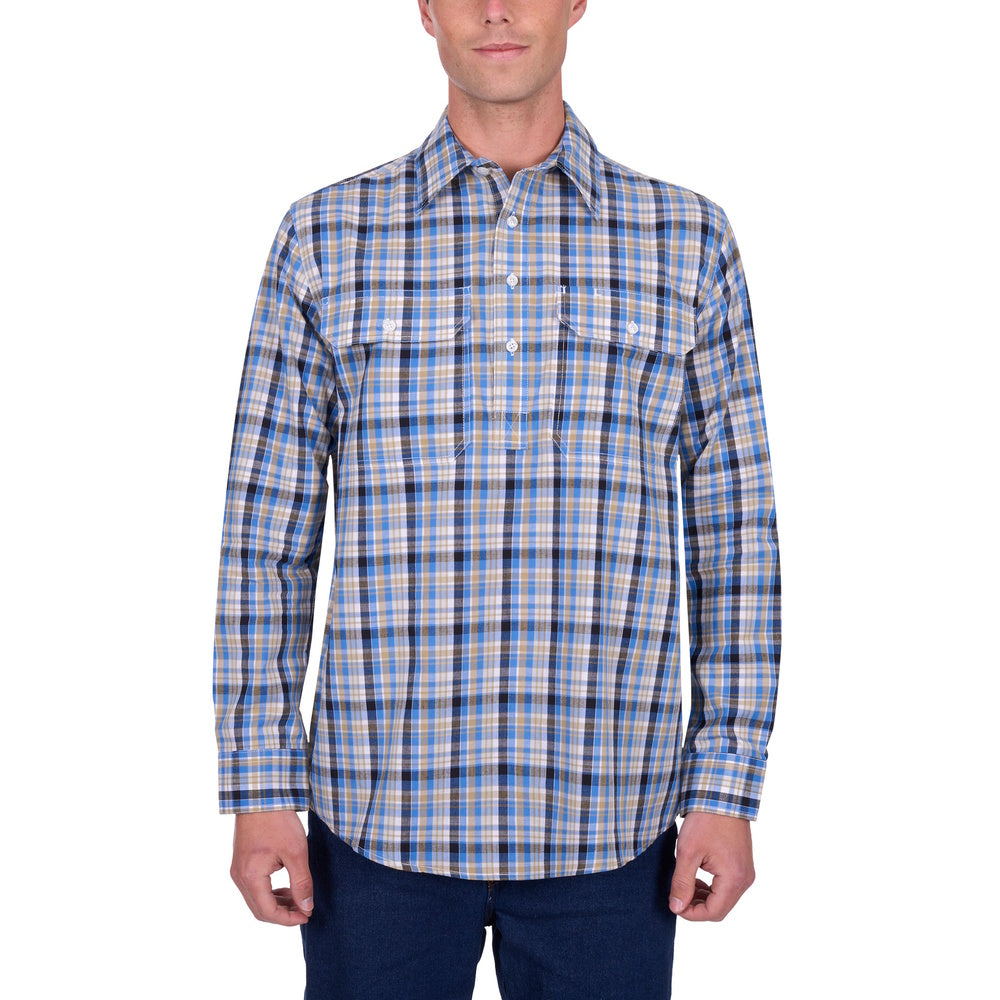 Hard Slog Mens Gibson Half Placket Long Sleeve Shirt