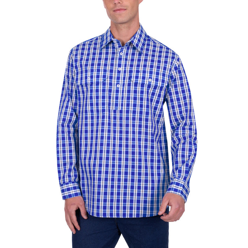 Hard Slog Mens Levers Half Placket Long Sleeve Shirt