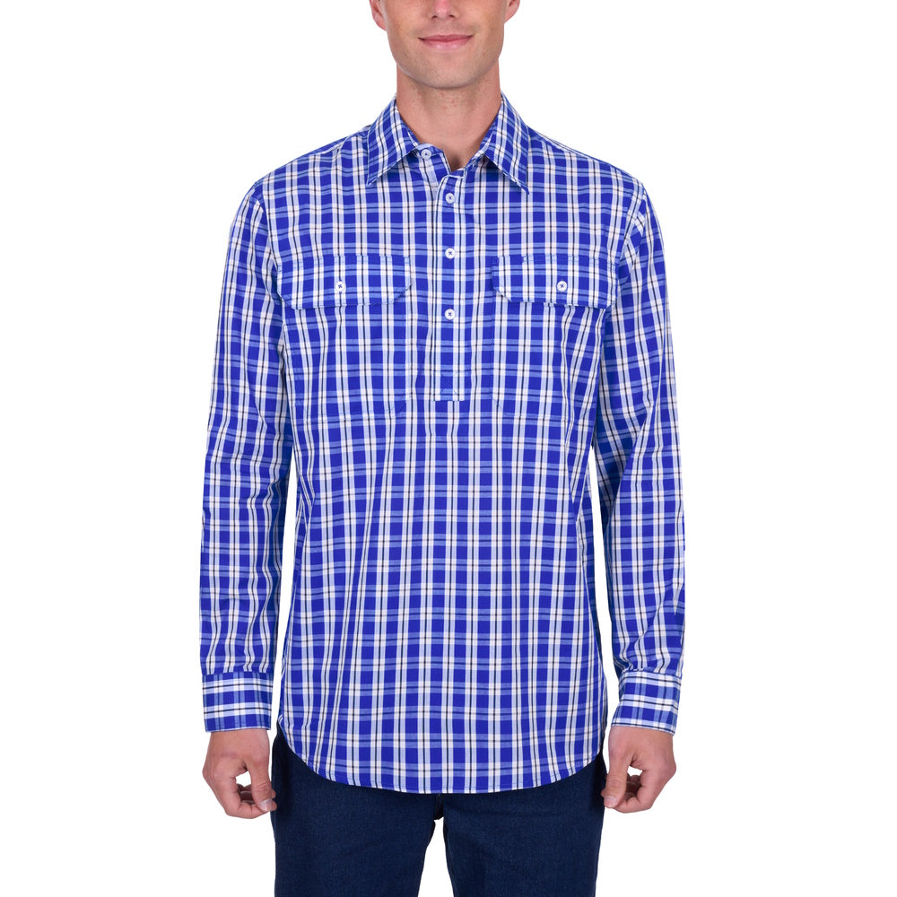 Hard Slog Mens Levers Half Placket Long Sleeve Shirt