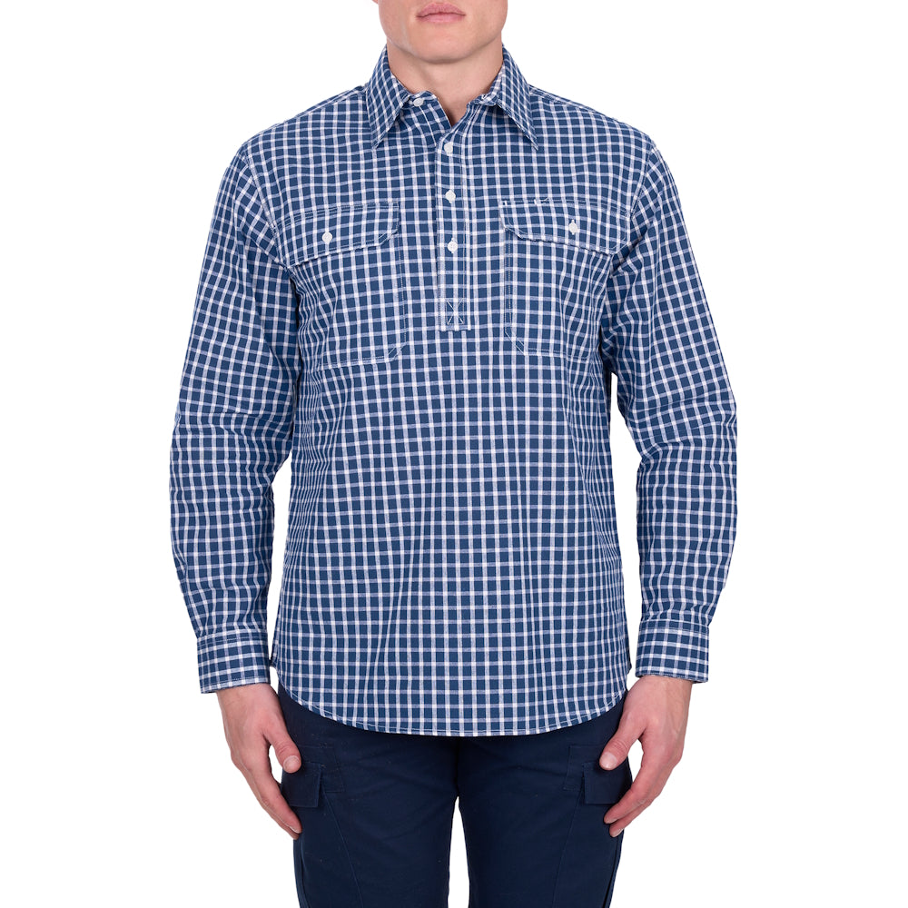 Hard Slog Mens Alden Half Placket Long Sleeve Shirt