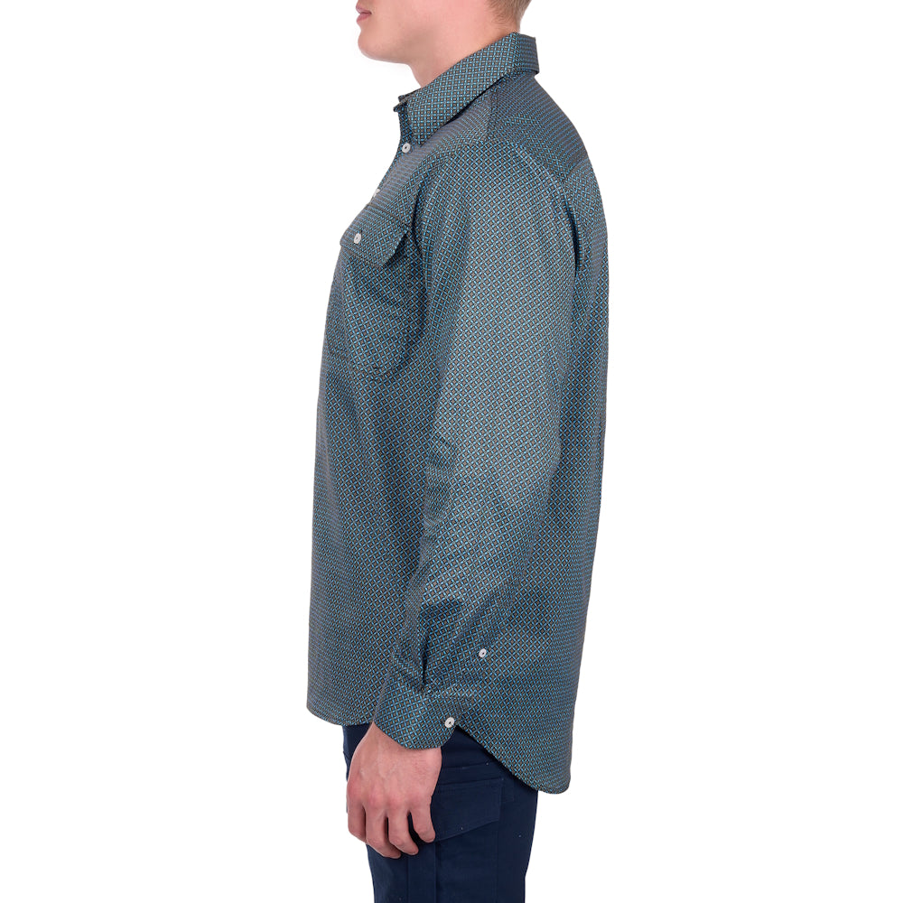 Hard Slog Mens Blake Half Placket Long Sleeve Shirt